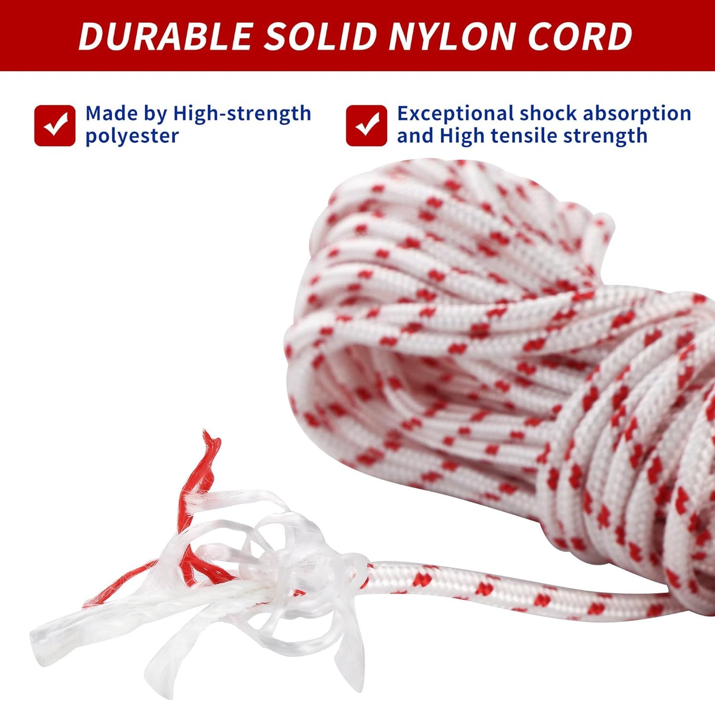 Pull Rope for Small Engine, 3.0mm 10-Meter Lawn Mower Pull Cord with Starter Handles, Recoil Starter Rope Fit for Stihl, Husqvarna, Poulan - Ideal for Chainsaws, Trimmers and Brush Cutters