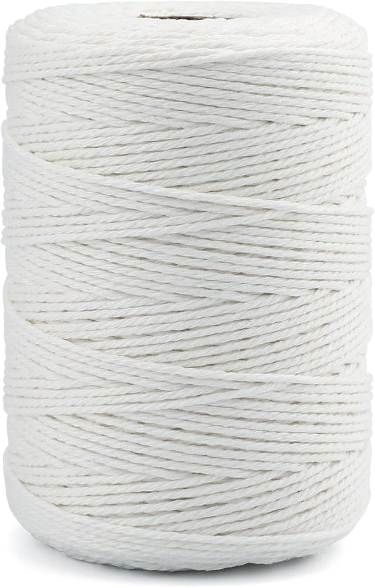 White Cotton String Butchers Cooking String Twine 2mm 656ft for Crafts, Tying Meat, Making Sausage