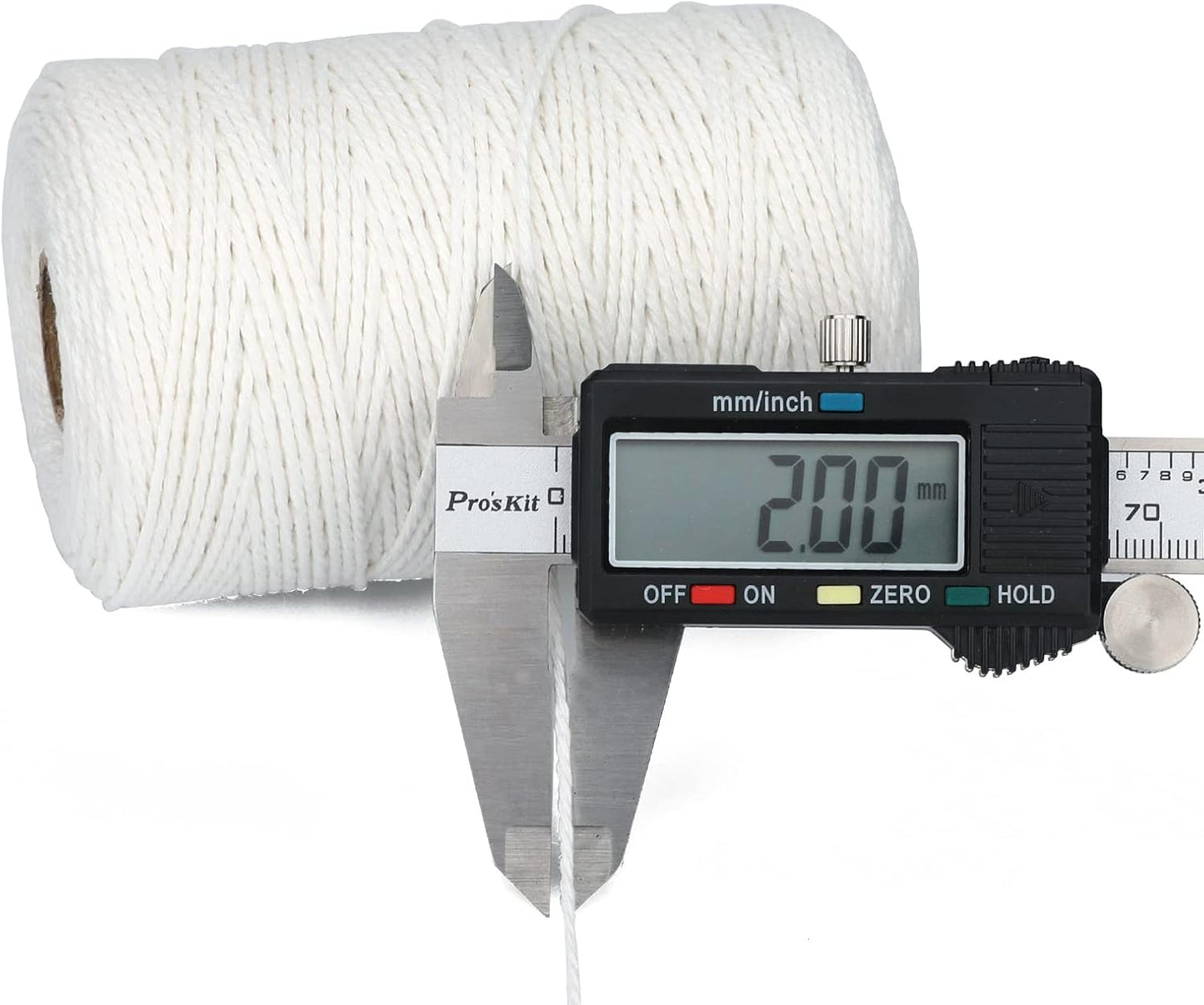 White Cotton String Butchers Cooking String Twine 2mm 656ft for Crafts, Tying Meat, Making Sausage