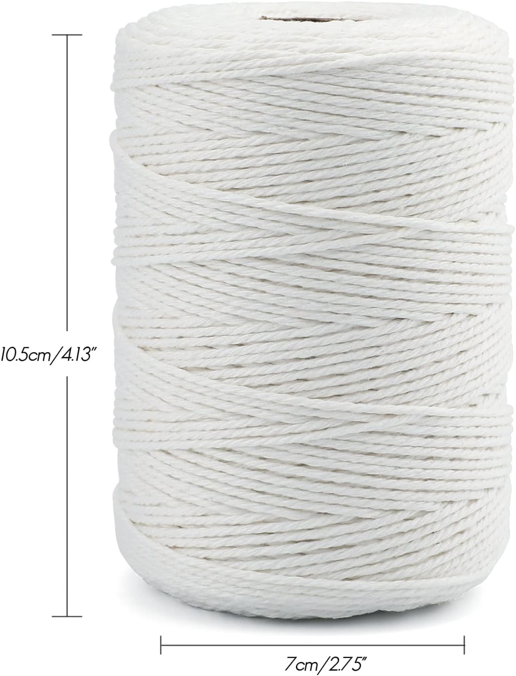 White Cotton String Butchers Cooking String Twine 2mm 656ft for Crafts, Tying Meat, Making Sausage