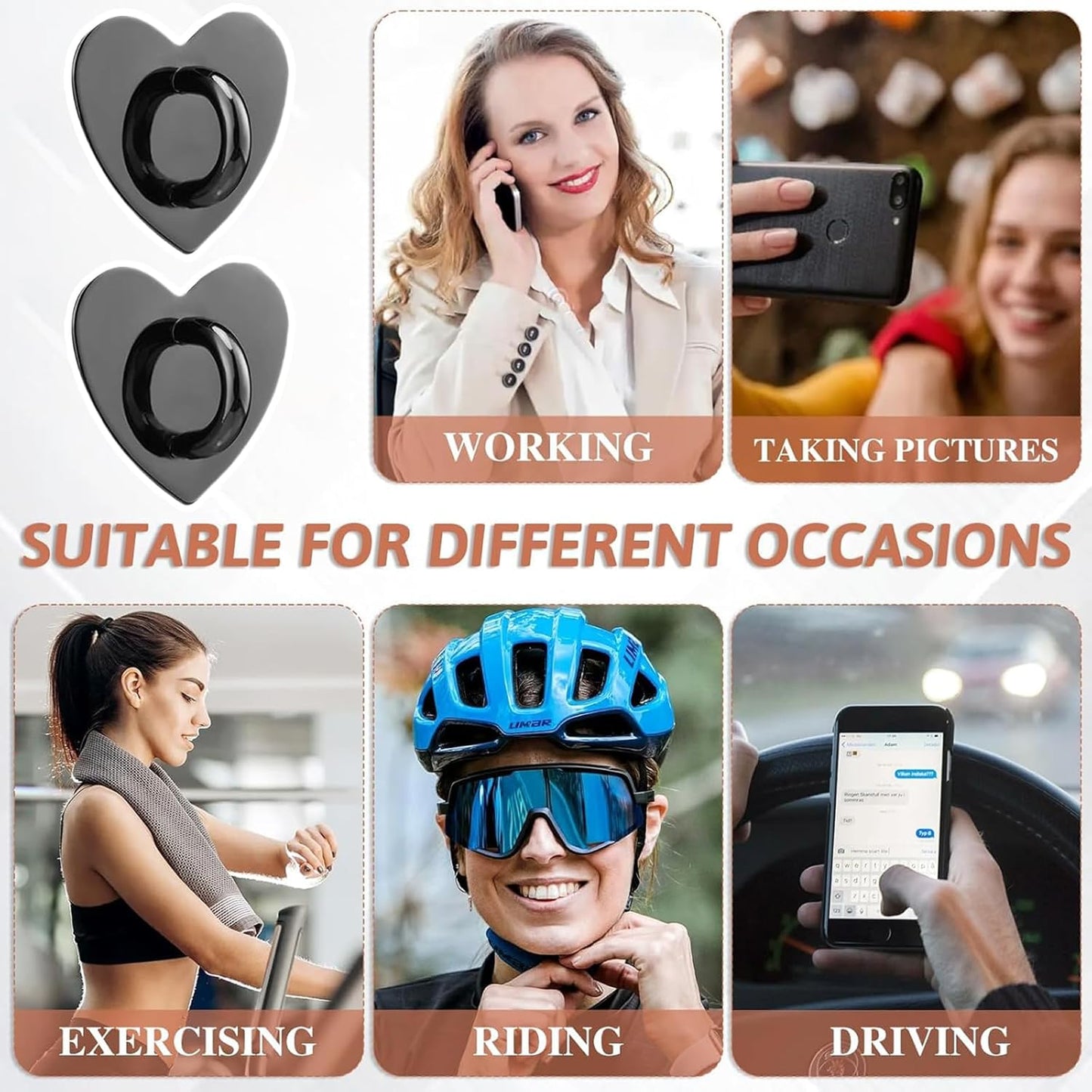 12 Pcs Phone Charm Hook Heart-Shaped Universal Adhesive Metal Hook Phone Keychain Hook Surface Plating Heart Cell Phone Ring Holder Suitable for Cell Phone Case Tablet DIY Hanging Accessories