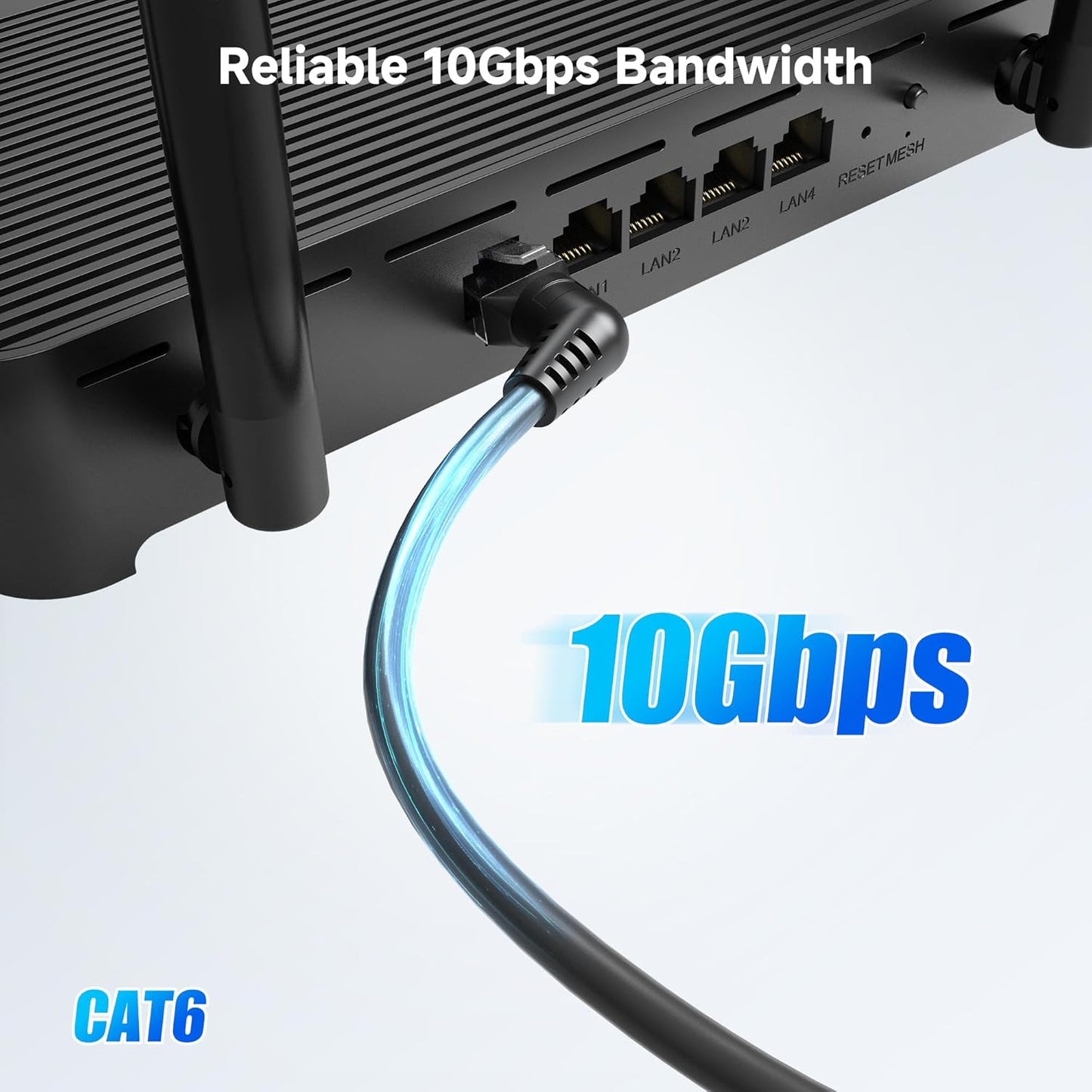 2-Pack 10Gbps Rotatable Cat 6 Ethernet Cable - 1ft, with Ultra Flex PVC Jacket for Tight Spaces, Cat 6 Ethernet Cable Right Angle, Black