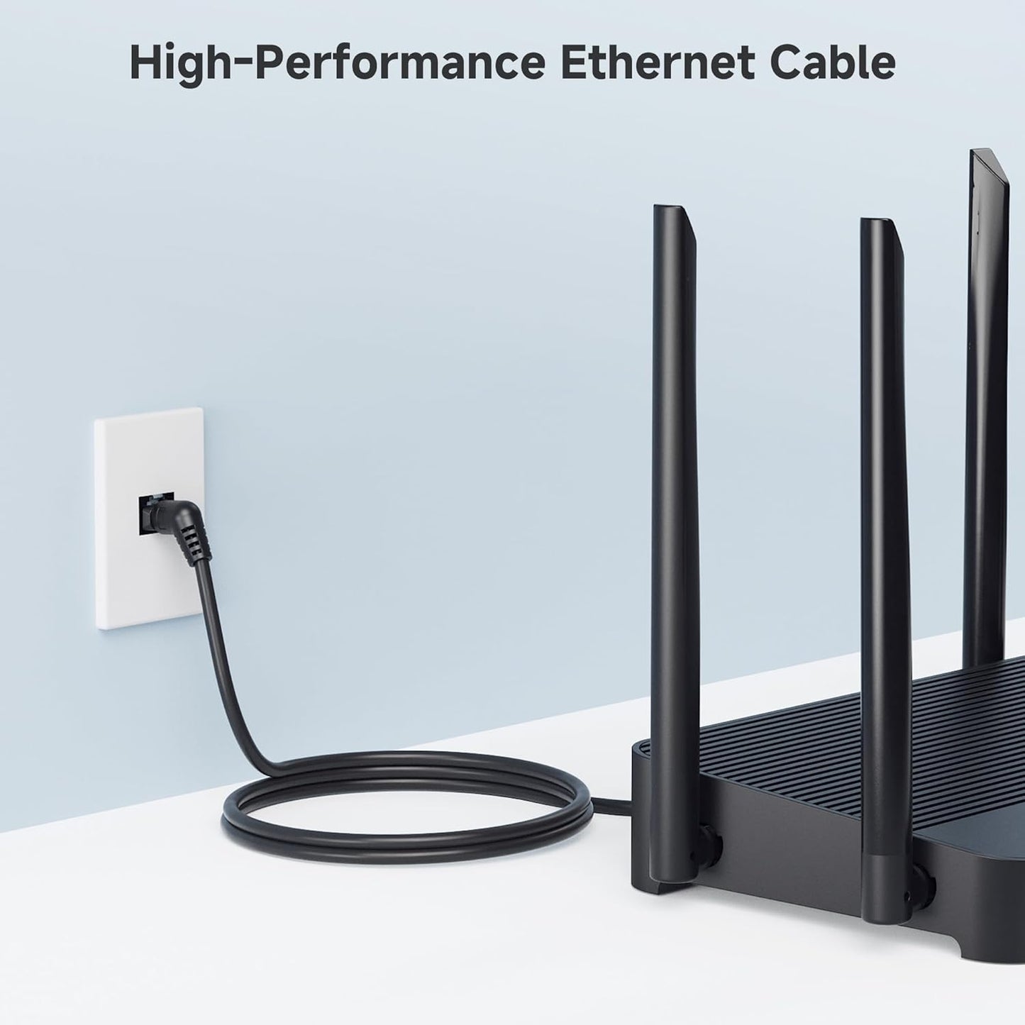 2-Pack 10Gbps Rotatable Cat 6 Ethernet Cable - 1ft, with Ultra Flex PVC Jacket for Tight Spaces, Cat 6 Ethernet Cable Right Angle, Black
