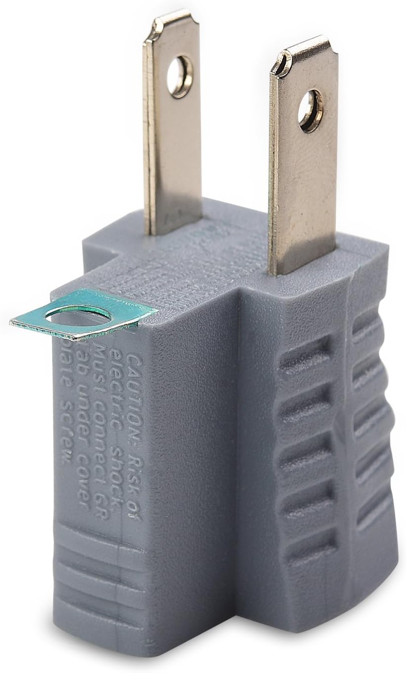 [UL Listed] 3-Pack 2 Prong to 3 Prong Outlet Adapter in Gray, (3Prong to 2Prong Plug Adapter) - Allows a 2Prong Outlet to Accept 3Prong Plugs