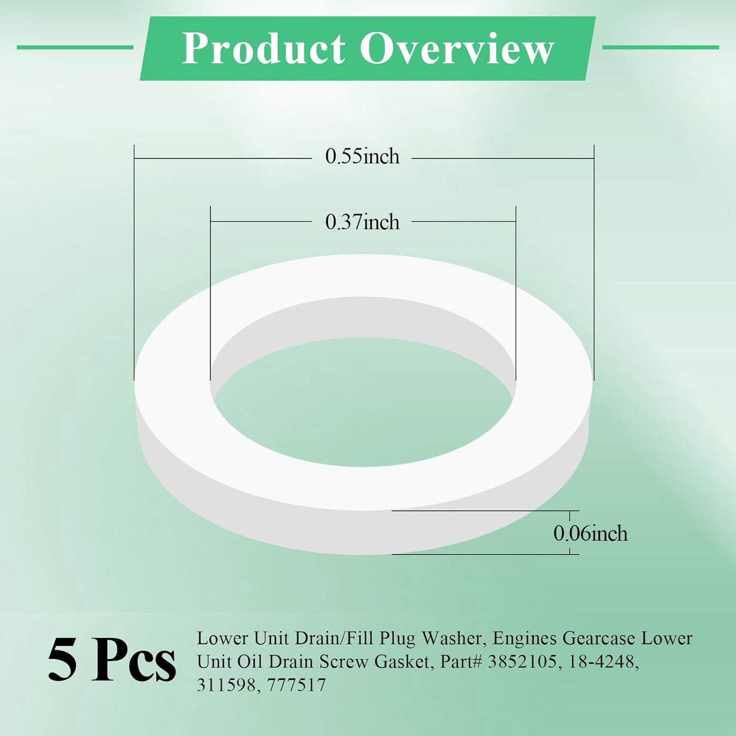 5 Pcs 311598 Fill and Drain Screw Washer, Engines Gearcase Lower Unit Oil Drain Screw Gasket, Fit for OMC Johnson Evinrude, fits Sierra 18-4248, 18-4248-9, 18-42481-9, Part# 3852105 777517 18-2387