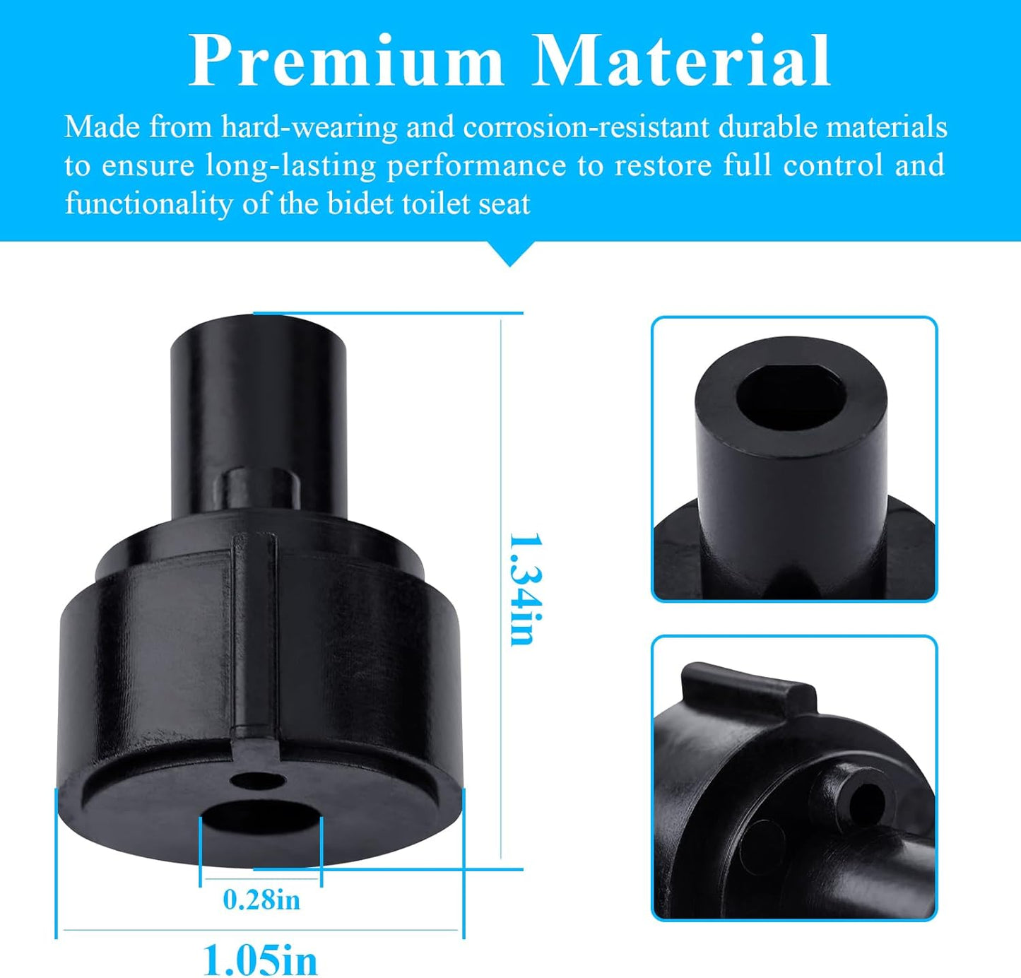 2 Pcs Replacement Knob For Brondell Bidet Toilet Seat, Complicable with Brondell CL99, Fits Non-Electric Swash Seat, Replacement Knob for the Center Plastic Section Only, Black Plastic