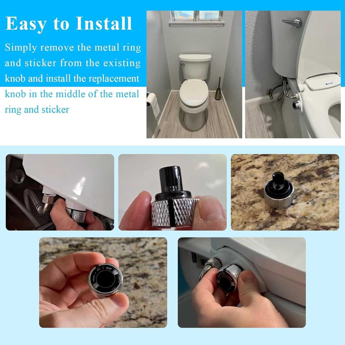 2 Pcs Replacement Knob For Brondell Bidet Toilet Seat, Complicable with Brondell CL99, Fits Non-Electric Swash Seat, Replacement Knob for the Center Plastic Section Only, Black Plastic