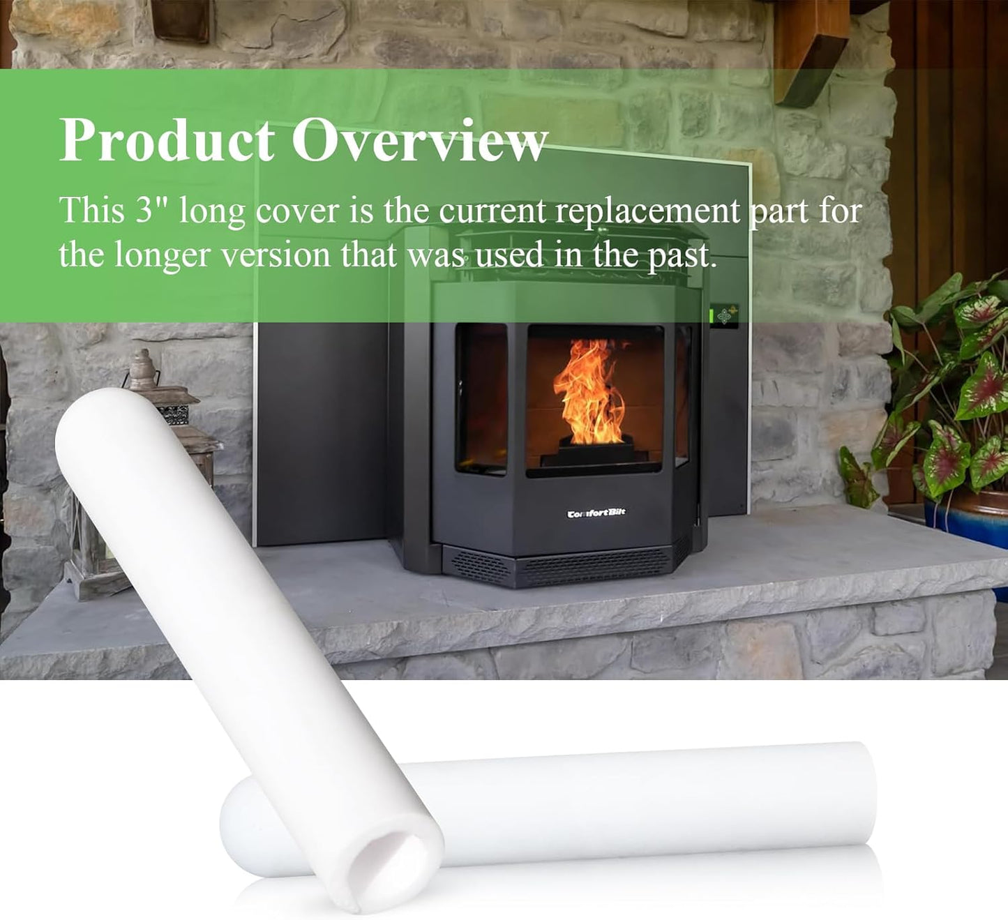 812-1322, 812-4920 Thermocouple Ceramic Protection Tube Cover Fit for QuadraFire Pellet Stove, Compatible with Thermocouple 812-0210, Fits Quadra-Fire 800, 1000, 1100i, 1200, 1200i Pellet Stoves