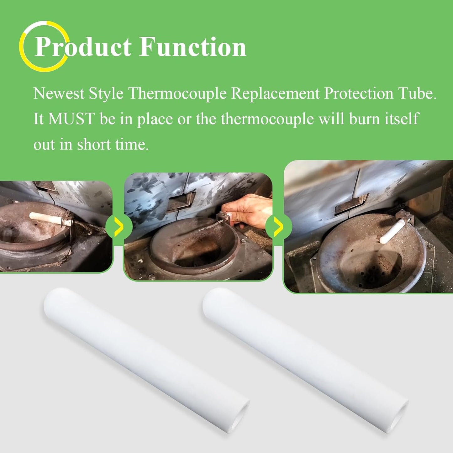 812-1322, 812-4920 Thermocouple Ceramic Protection Tube Cover Fit for QuadraFire Pellet Stove, Compatible with Thermocouple 812-0210, Fits Quadra-Fire 800, 1000, 1100i, 1200, 1200i Pellet Stoves