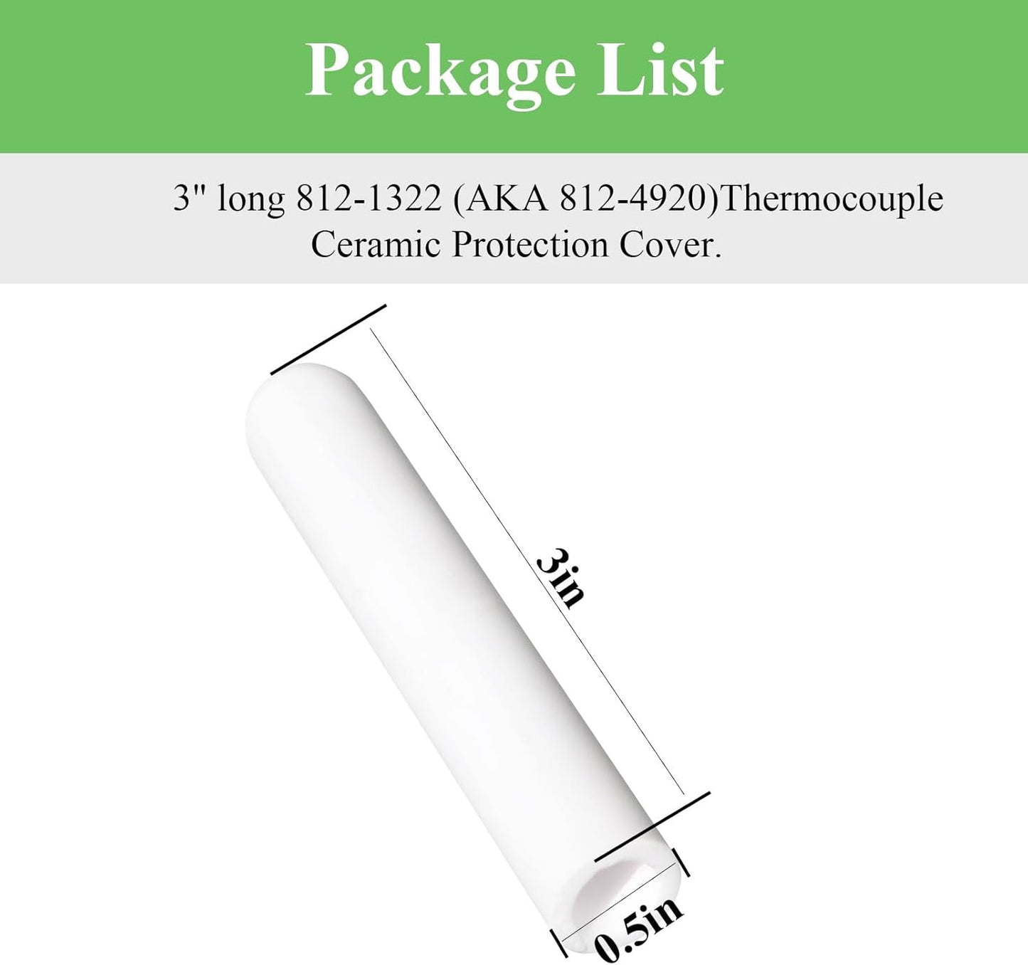 812-1322, 812-4920 Thermocouple Ceramic Protection Tube Cover Fit for QuadraFire Pellet Stove, Compatible with Thermocouple 812-0210, Fits Quadra-Fire 800, 1000, 1100i, 1200, 1200i Pellet Stoves