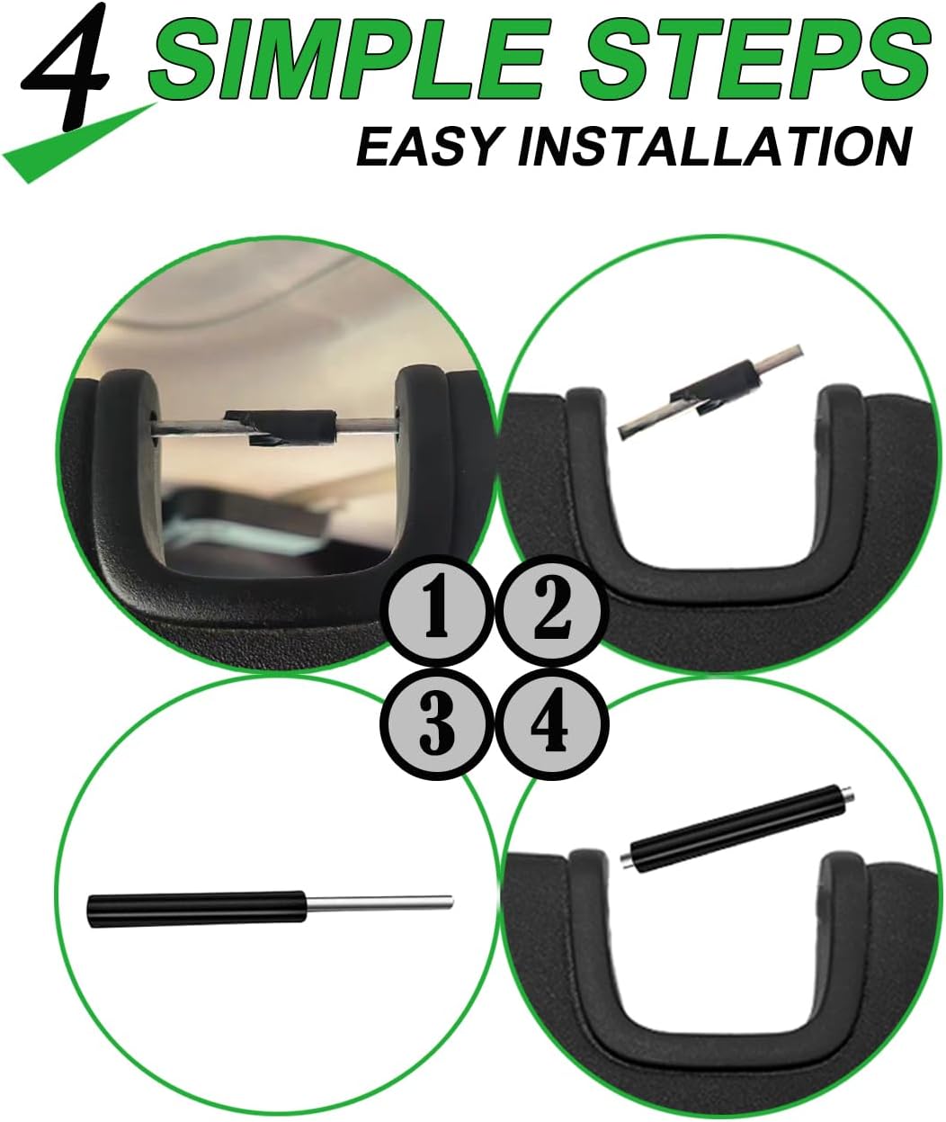 Sun Visor Repair Kit for Jeep Wrangler JK JKU 2007-2017 Repair Tubes for Left & Right Side Sunvisor,4Pcs(Black)