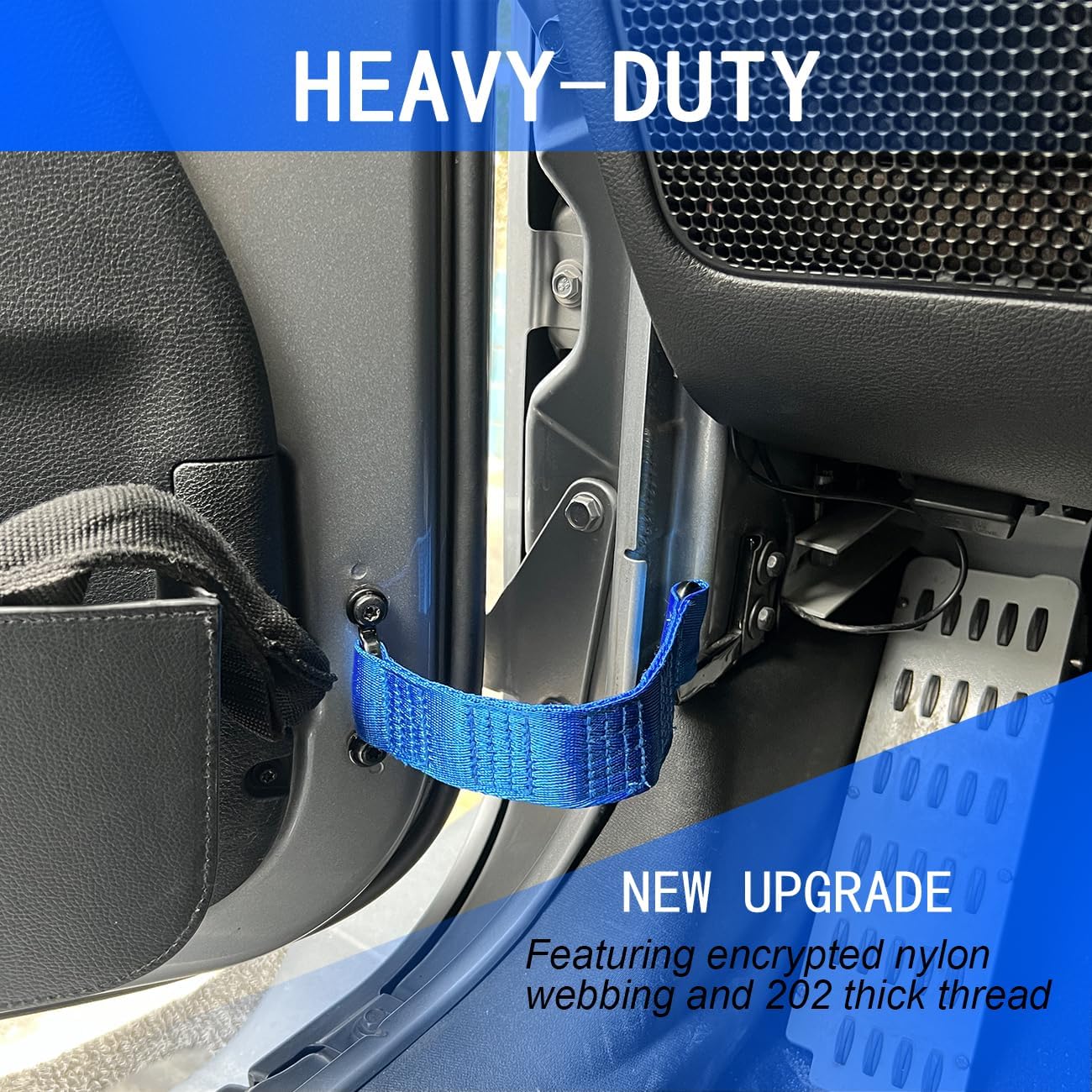 Door Strap for Jeep Wrangler,Adjustable Door Straps for Jeep Wrangler CJ YJ TJ JK JKU JL JLU, Heavy Duty Door Limit Strap,Blue(Pack of 2)