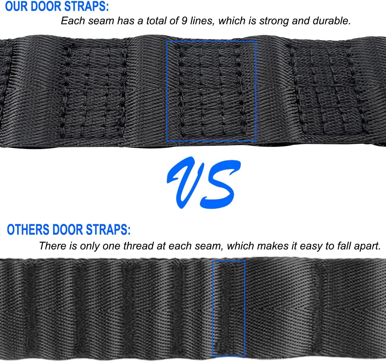 Door Strap for Jeep Wrangler,Adjustable Door Straps for Jeep Wrangler CJ YJ TJ JK JKU JL JLU, Heavy Duty Door Limit Strap,Blue(Pack of 2)