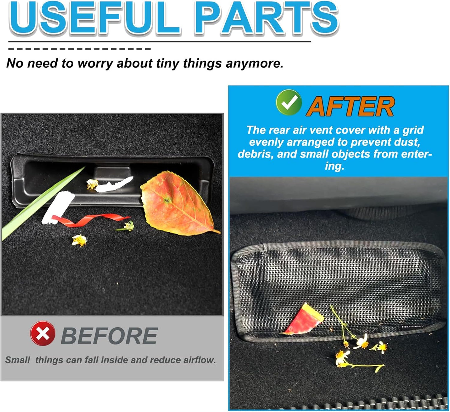 Rear Air Vent Cover for Tesla Model 3/Model Y Juniper,Backseat Air Condition Cover for Tesla PVC Mesh Hook&Loop Easy to Use