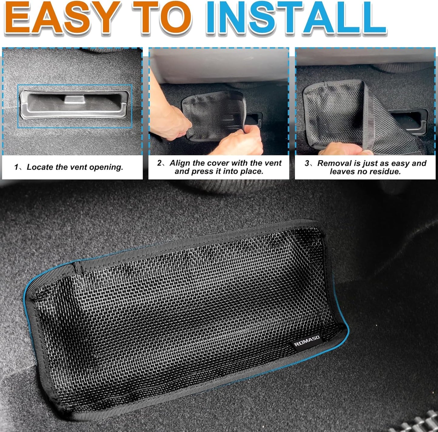 Rear Air Vent Cover for Tesla Model 3/Model Y Juniper,Backseat Air Condition Cover for Tesla PVC Mesh Hook&Loop Easy to Use