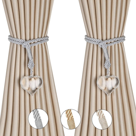 2 Pack Crystal Curtain Tiebacks Luxury Handmade Knots Curtain Ties Elegant Drape Holdbacks Rope for Home Office Drapes Sheer DIY Decoration (Silver, B)