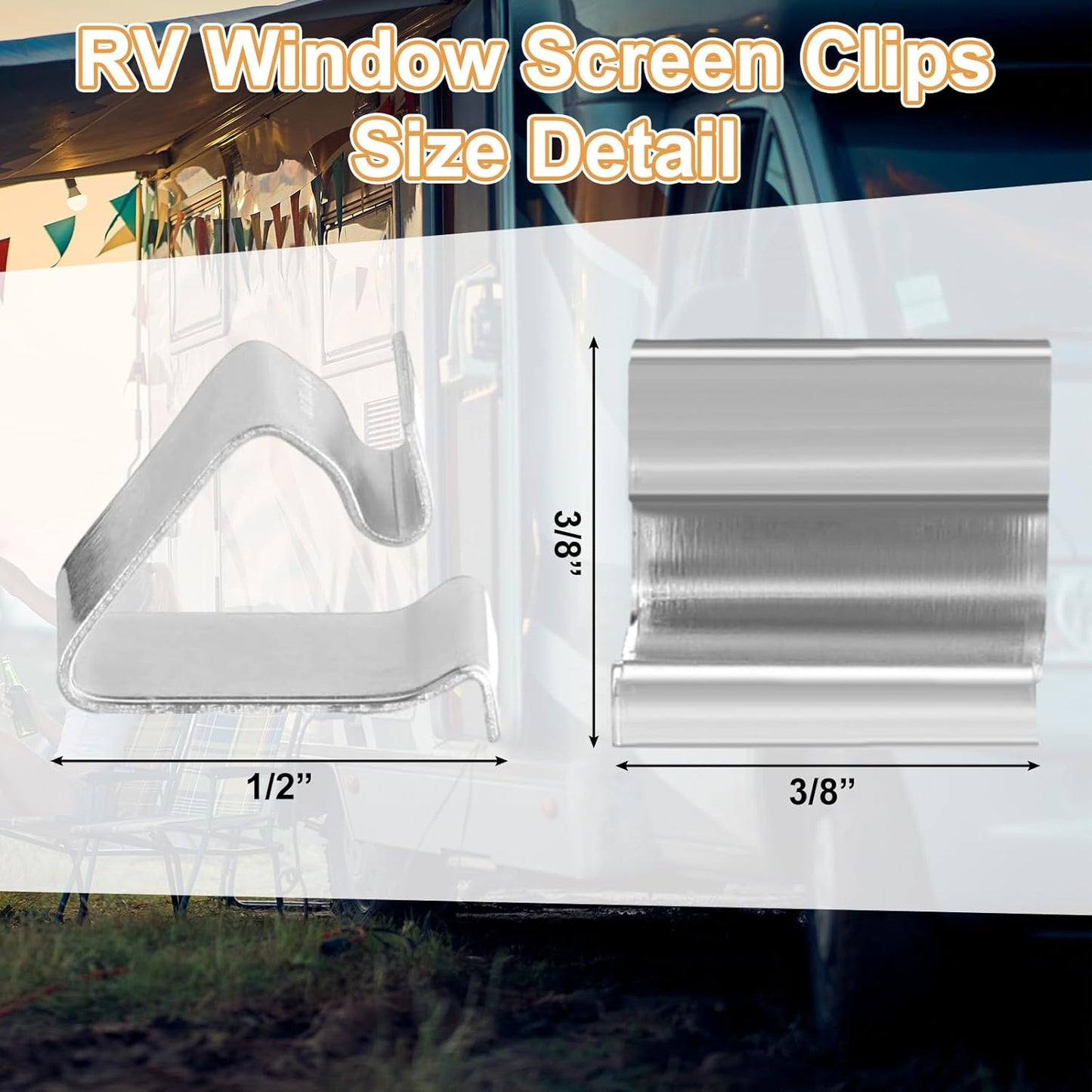 8 Pcs RV Window Replacement Screen Clips Screen Installer Clips Screen Retainers Clips RV Roll Form Screen Spring Bail for Replacing Clips on RV Window Screens Repairing Screen Frames