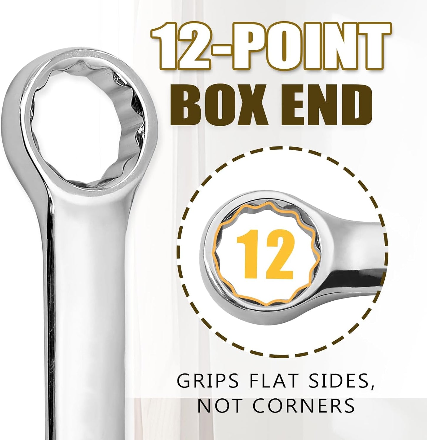 9mm Metric Wrench Industrial Combination Wrench with 12-Point Design Chrome Vanadium Steel Gear Wrenches