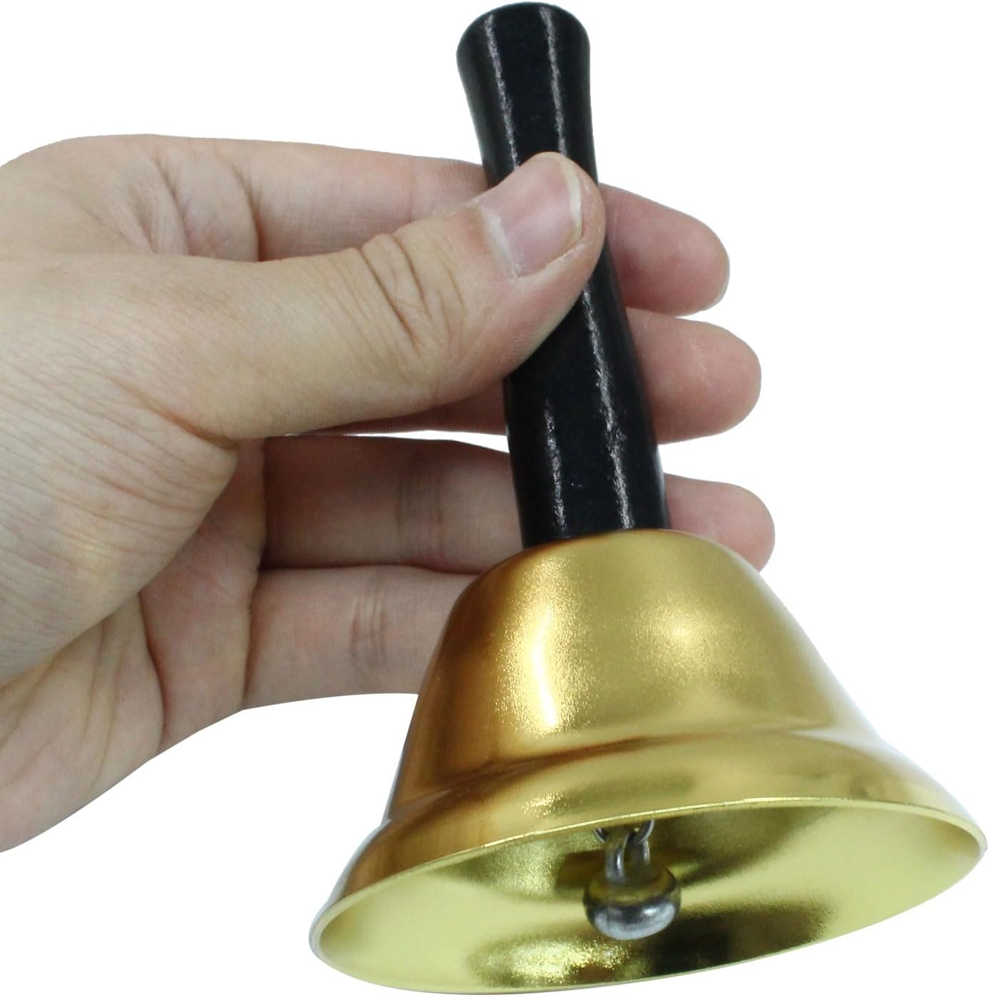 2 Pack Loud Hand Bells, Gold Ringing Bells with Handle Call Bells Dinner Bells for Classroom, Food Line, Alarm, Jingles, Ringing