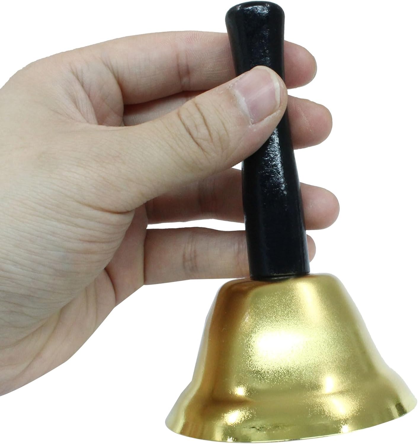 2 Pack Loud Hand Bells, Gold Ringing Bells with Handle Call Bells Dinner Bells for Classroom, Food Line, Alarm, Jingles, Ringing