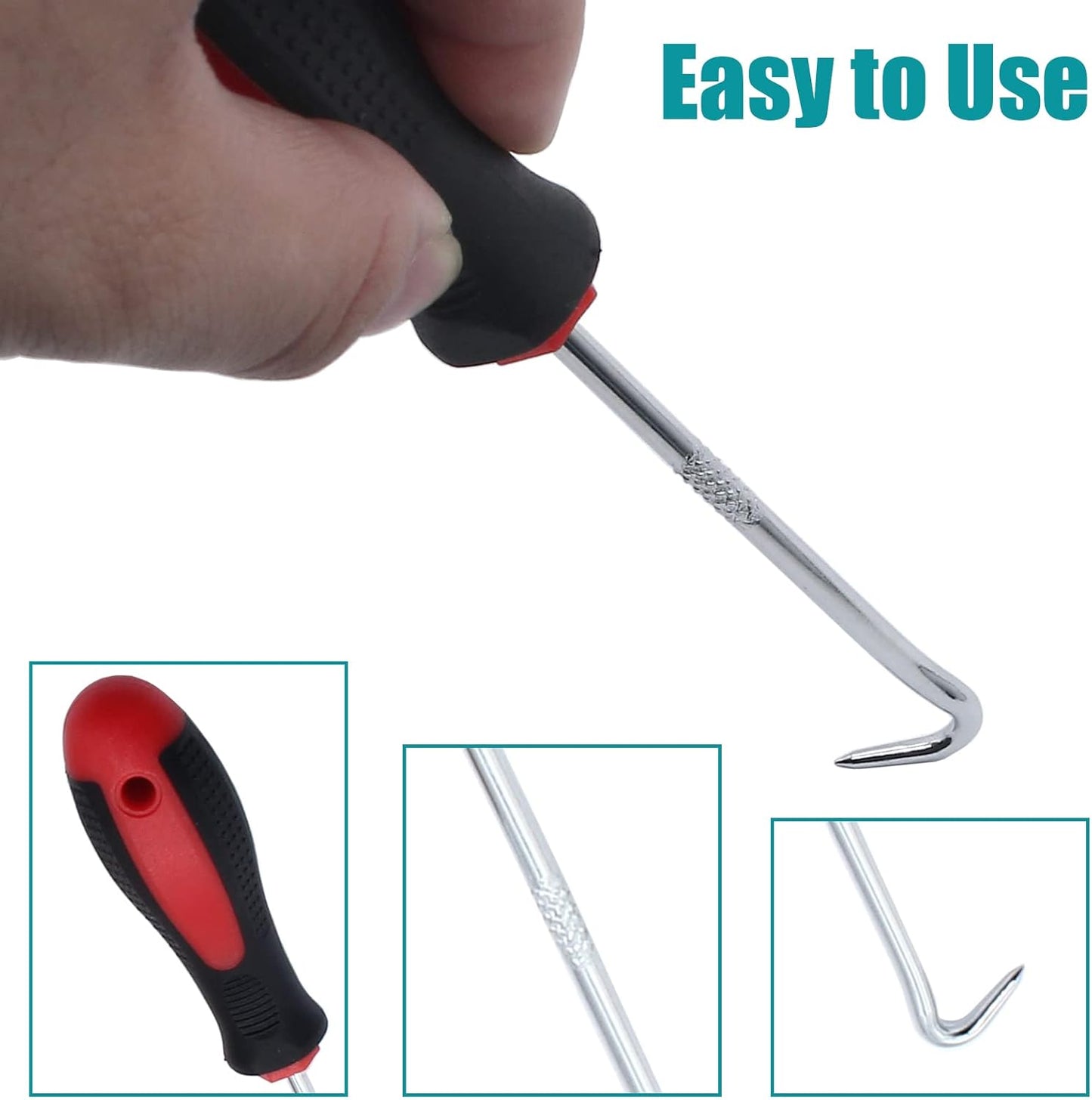 3 Pcs Window Door Screen Repair Kit, Screen Spline Roller Tool with Wooden Handle & Nylon Bearing Wheels and Removal Hook