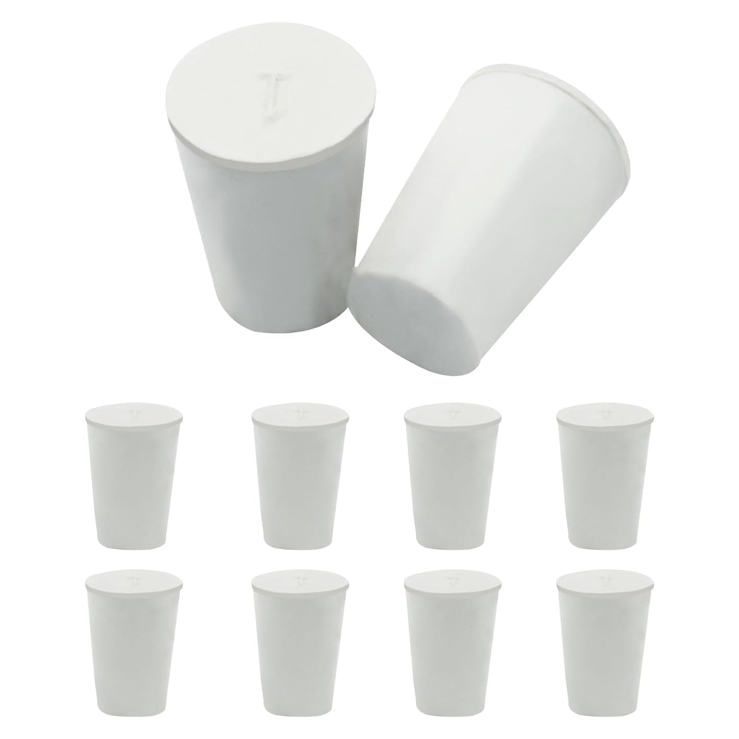 10 Pcs White Solid Rubber Stoppers 1# Tapered Lab Bungs Solid Rubber Stoppers Tapered Lab Seal Rubber Stoppers
