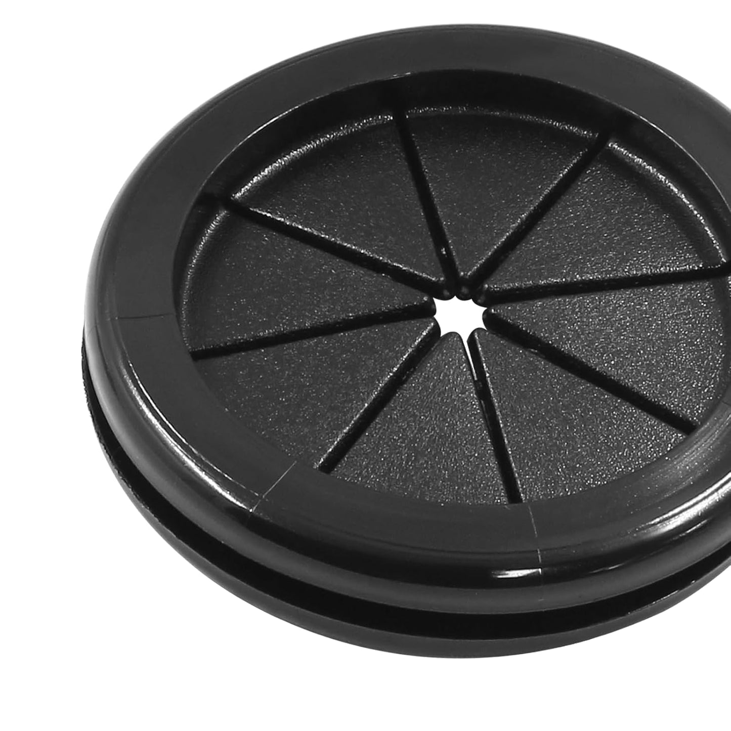 4pcs 2 Inch (50mm) Black Double Sided Desk Hole Grommets, Six-Petaled Rubber Cable Cord Organizer, Desk Hole Cover Wire Hole Insert for Home Office Equipment