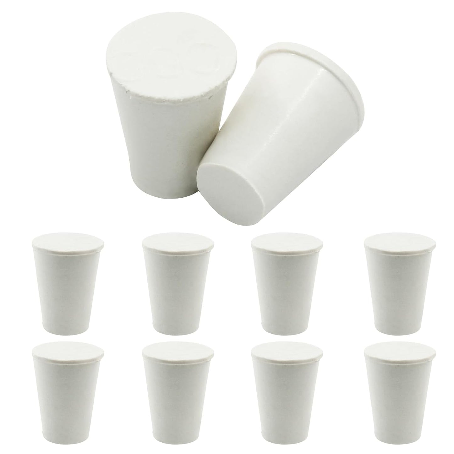 10 Pcs White Solid Rubber Stoppers 000# Tapered Lab Bungs Solid Rubber Stoppers Tapered Lab Seal Rubber Stoppers