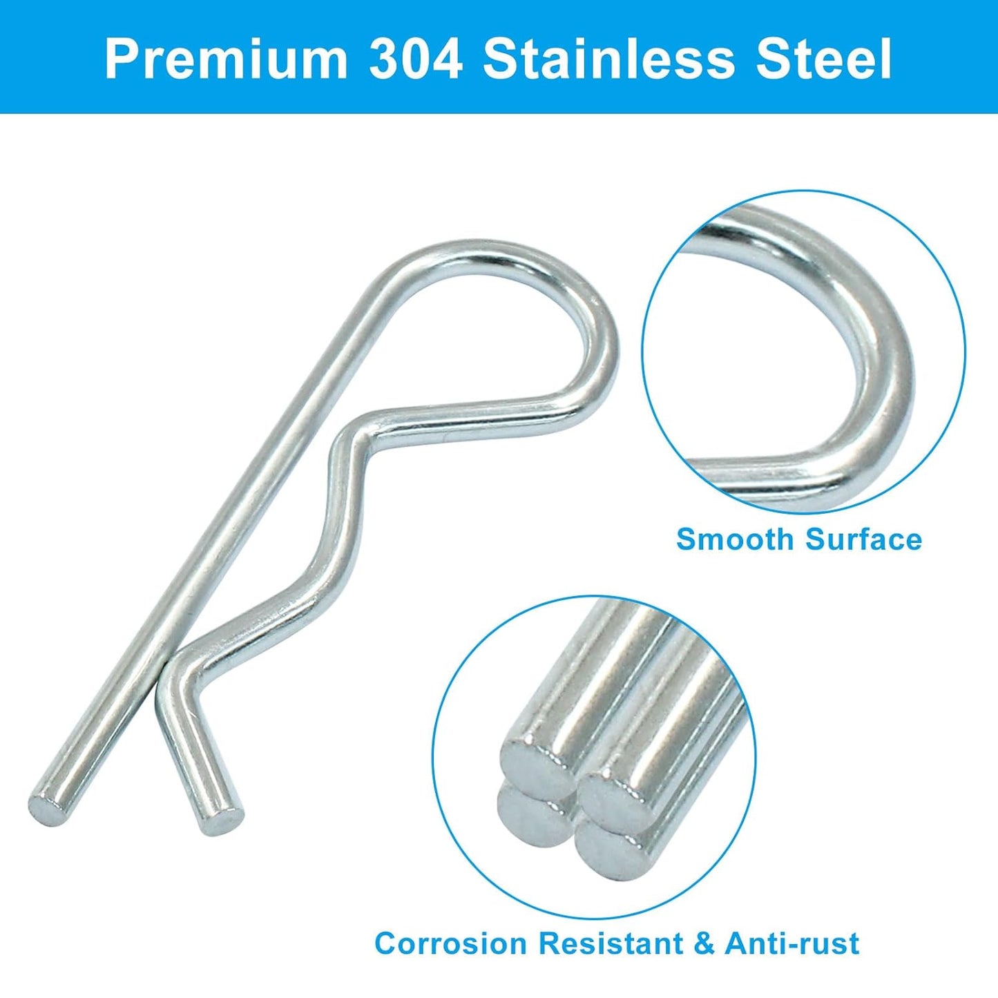 20 Pcs Cotter Pins Zinc Plated Cotter Clip R Clips Hairpin Cotter Pin Trailer Clamps Spring Fasteners Hitch Pin for Trailer Locking - M3.5 × 75mm