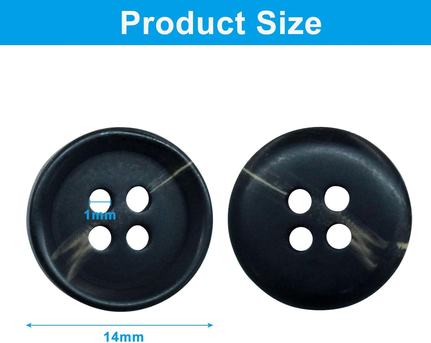40 PCS 4-Holes Resin Buttons 5/8" Sewing Buttons for Clothing Arts Crafts Projects DIY Decorations Sewing Accessories, Black
