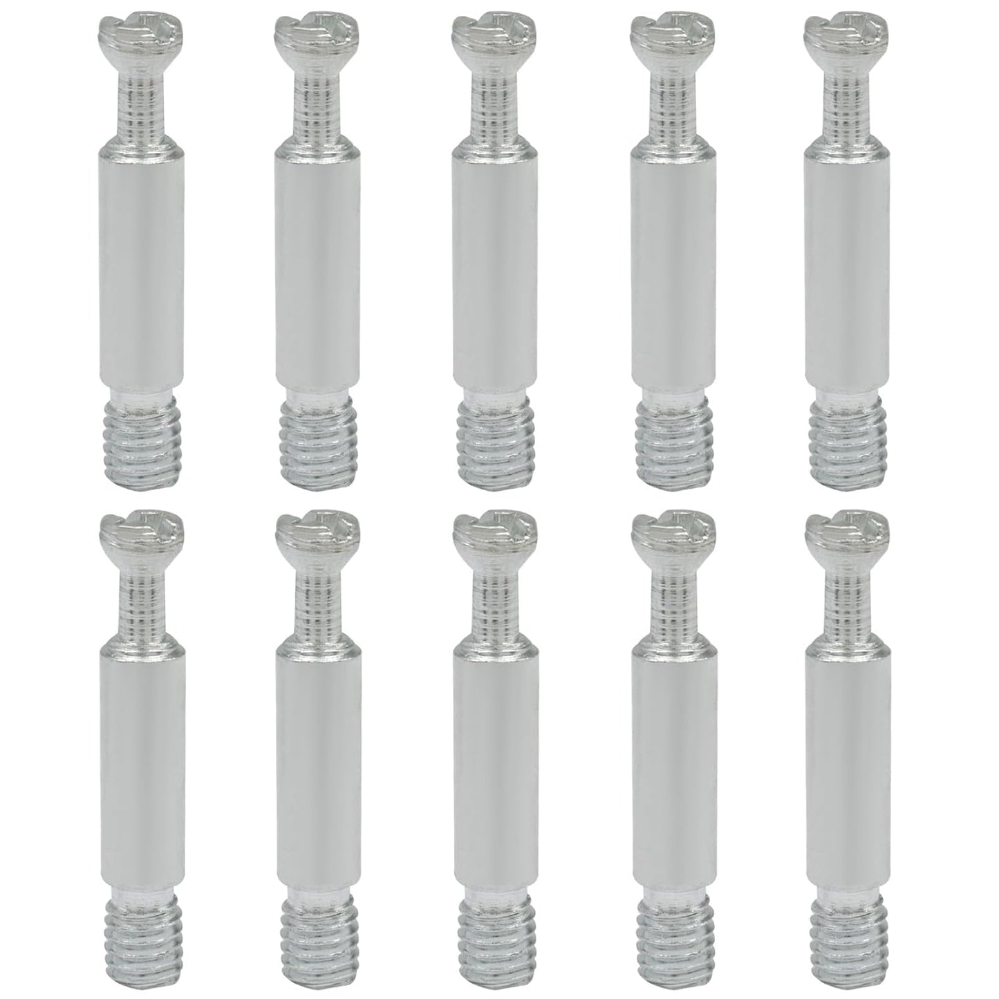 10 Pack 35mm Furniture Connecting Fittings, Thread Bolts Metal Dowels Connecters, Screws Fasteners for Cabinet Drawer/Wardrobe Furniture(Silver)