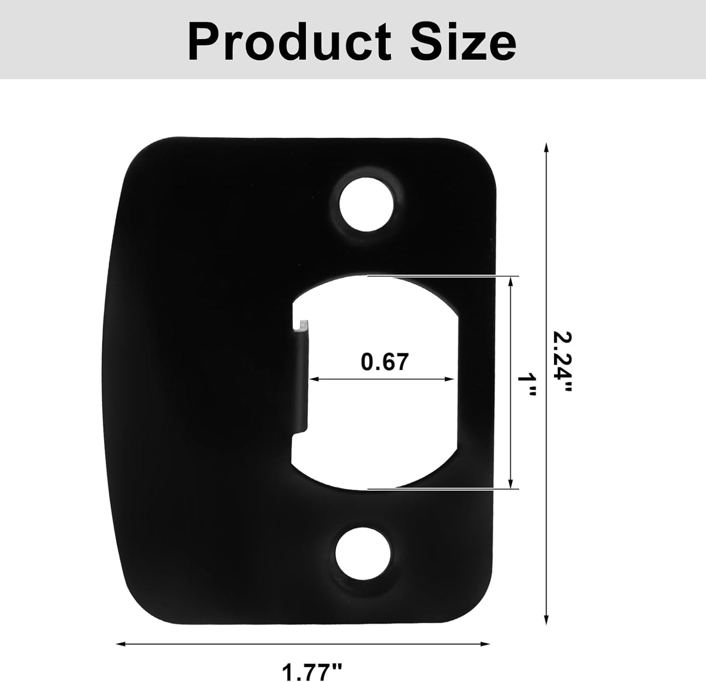 Black Door Strike Plate Stainless Steel Round Corner Door Latch Plate with 4pcs Screws for Door Repair and Reinforcement