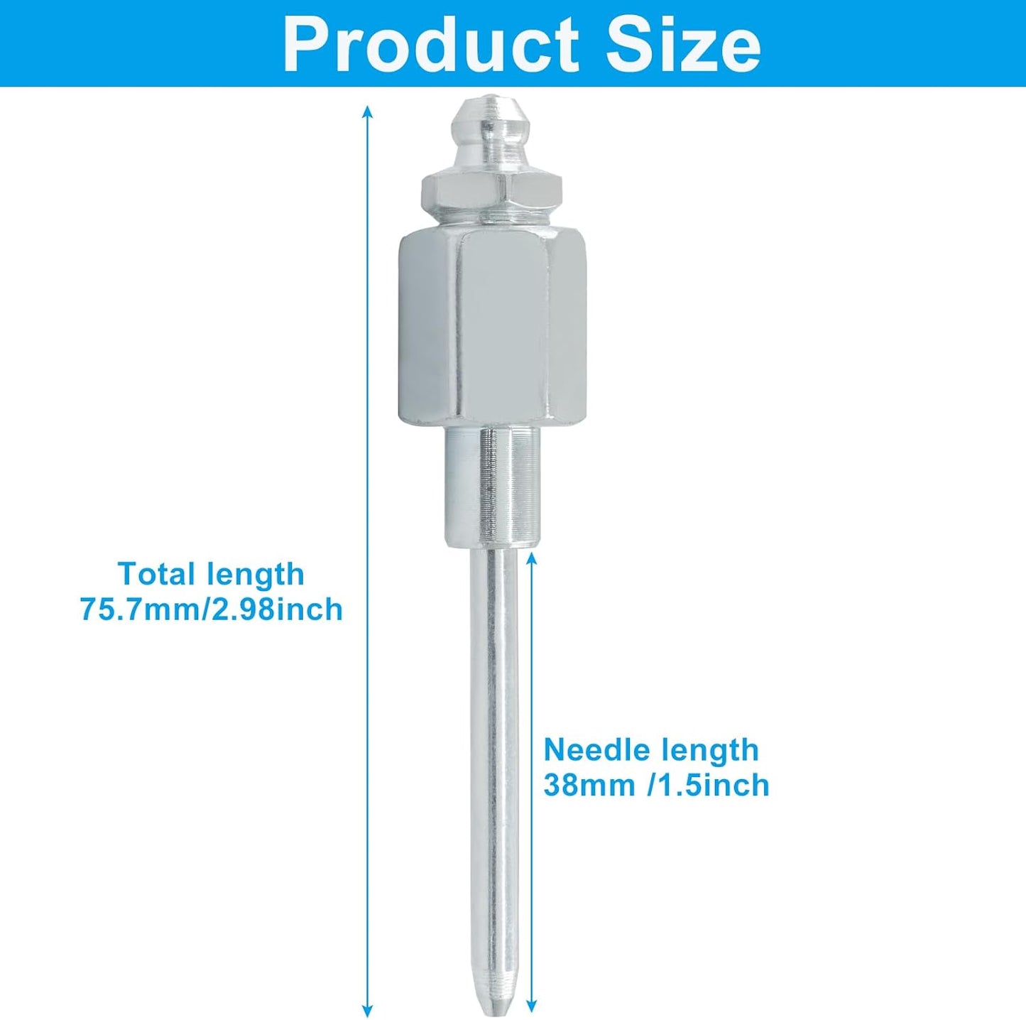 Grease Needle Nozzle, Nose Grease Dispenser Grease Gun Fittings and Gun Tips, Narrow Needle Greaser Adapter with 1/8 Inch NPT Threads for Hydraulic Systems/Mechanics (1 Pack)