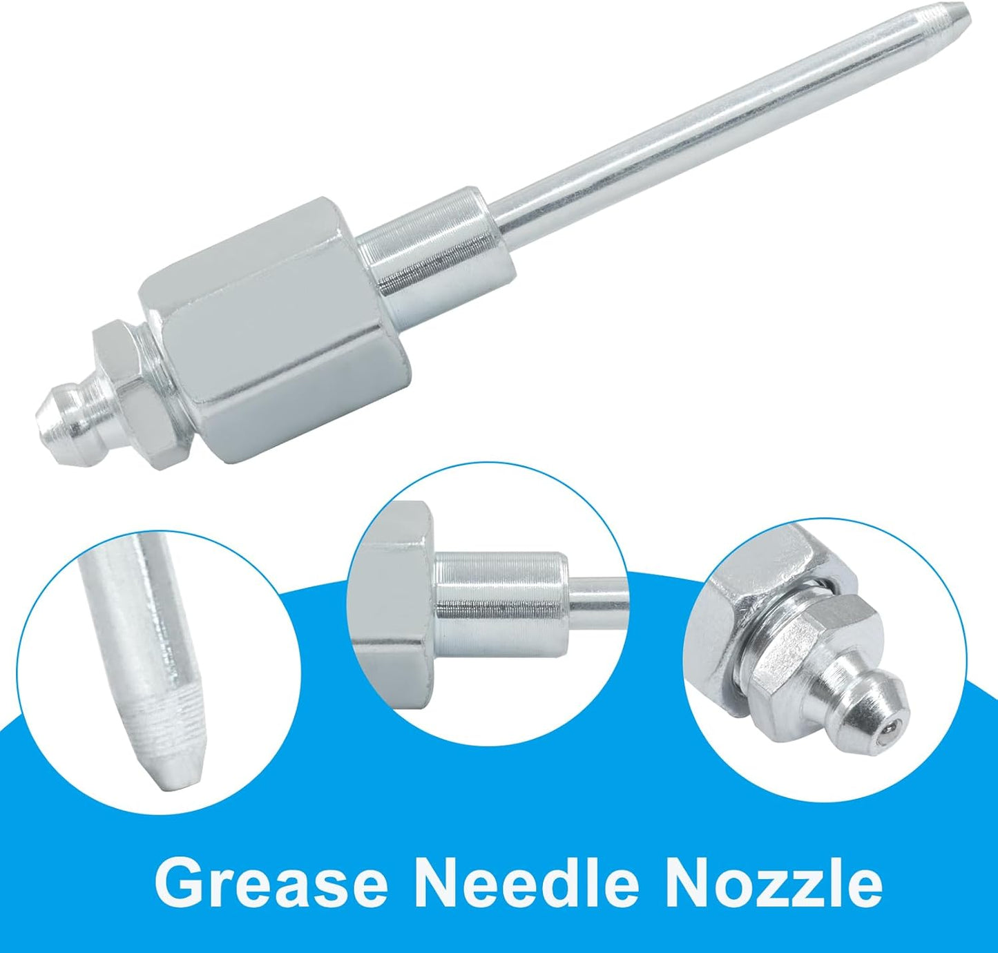 Grease Needle Nozzle, Nose Grease Dispenser Grease Gun Fittings and Gun Tips, Narrow Needle Greaser Adapter with 1/8 Inch NPT Threads for Hydraulic Systems/Mechanics (1 Pack)