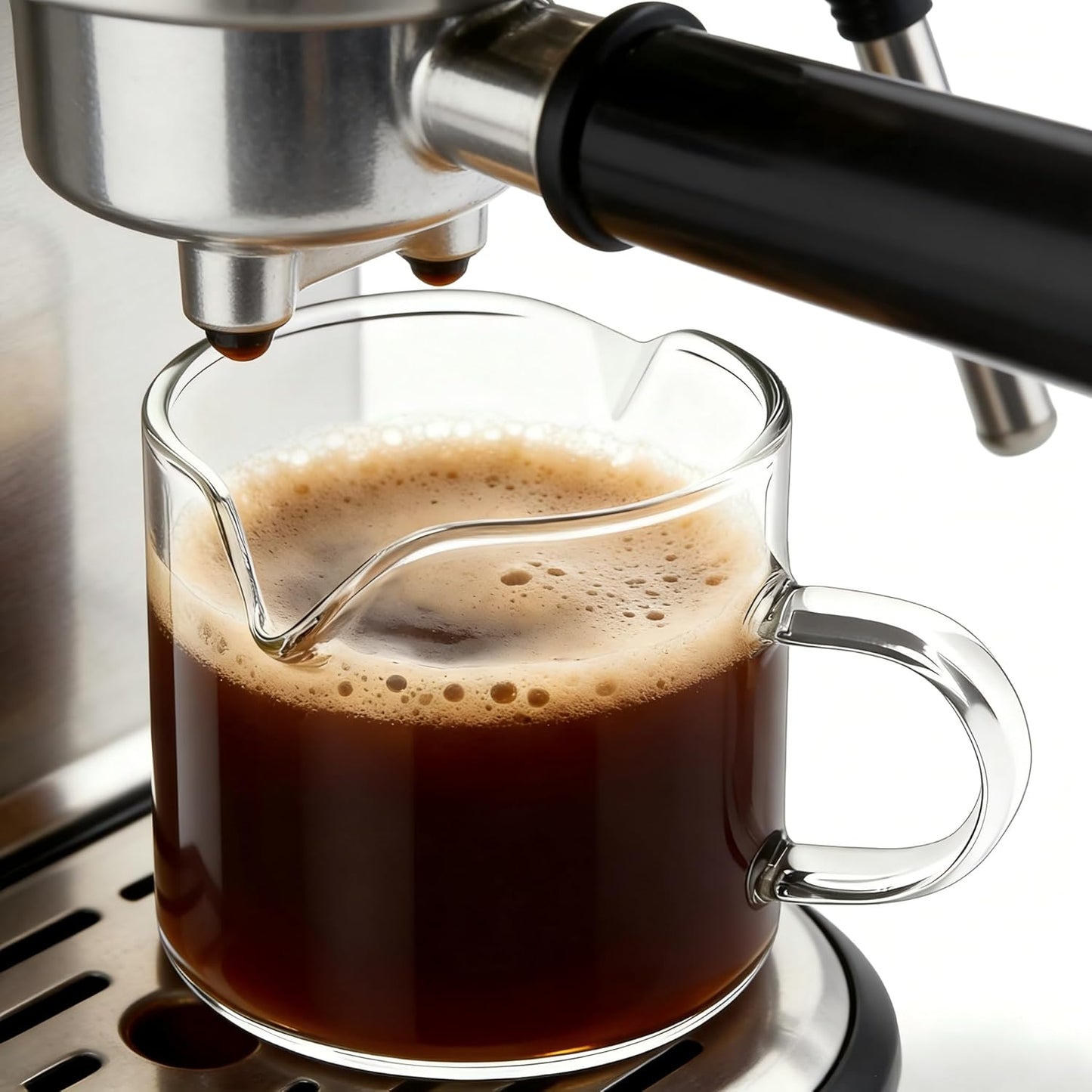 Espresso Cups | 2-Pack,4 oz High-Transparency Glass Doubleshot Coffee Cups, Dishwasher Safe, Dual Pour Design