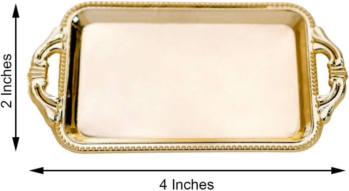 Efavormart 12 Pack - 4" Gold Rectangular Mini Candy Display Tray Favors for Wedding, Bridal Shower, Baby shower, Birthday, Candy Jars Decorations
