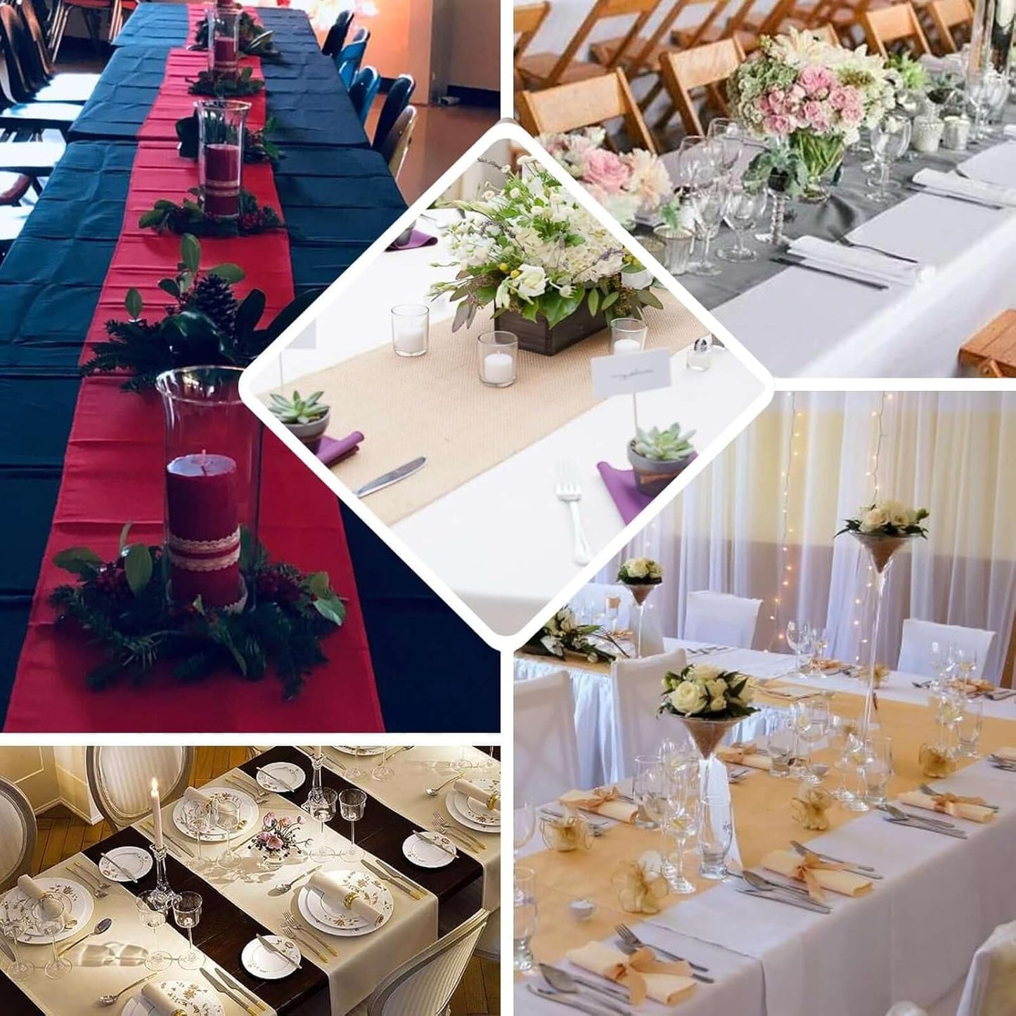 Efavormart Dusty Blue Premium Polyester Table Top Runner for Weddings Birthday Party Banquets Decor Fit Rectangle and Round Table