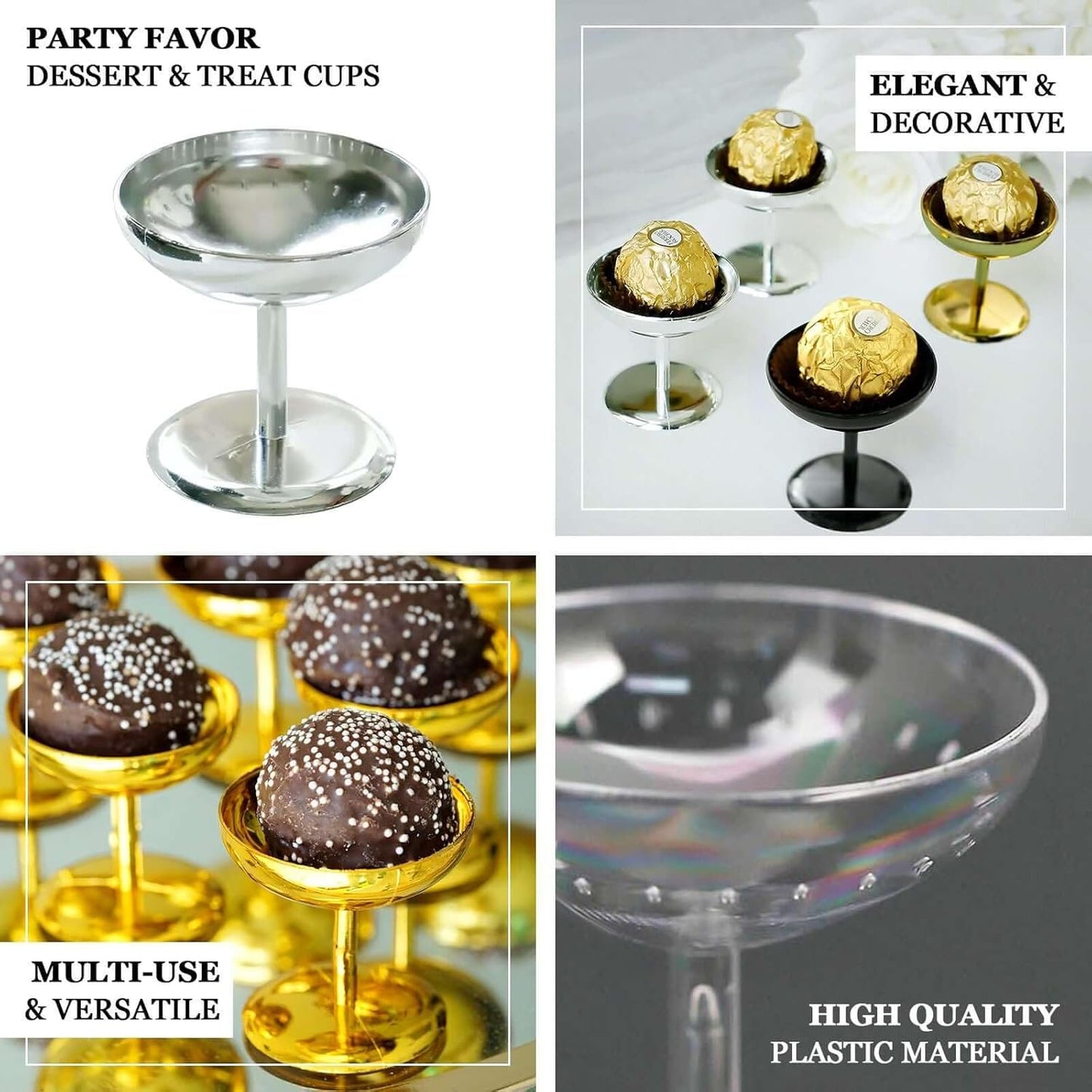 Efavormart 12 Pack 2'' Gold Favor Dessert Cups for Wedding, Birthday, Reception, Buffet, Upscale Occasions, Catered, Restaurants, Appetizers, Desserts, Mini Cupcakes, Nuts