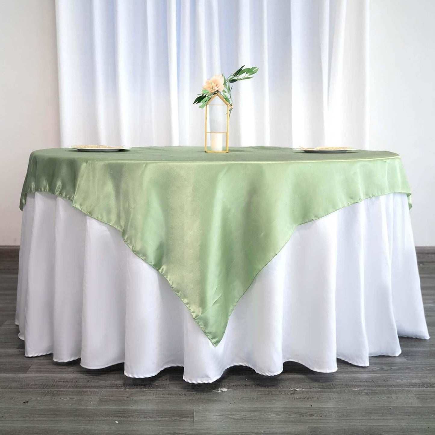 Efavormart 60" Satin Square Tablecloth Overlay for Wedding Catering Party Table Decorations SAGE Green Square Tablecloth Cover