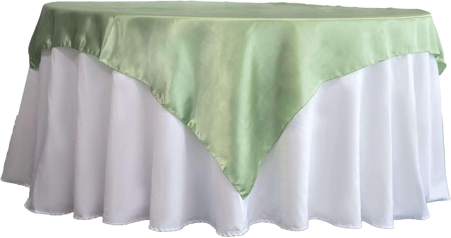 Efavormart 60" Satin Square Tablecloth Overlay for Wedding Catering Party Table Decorations SAGE Green Square Tablecloth Cover