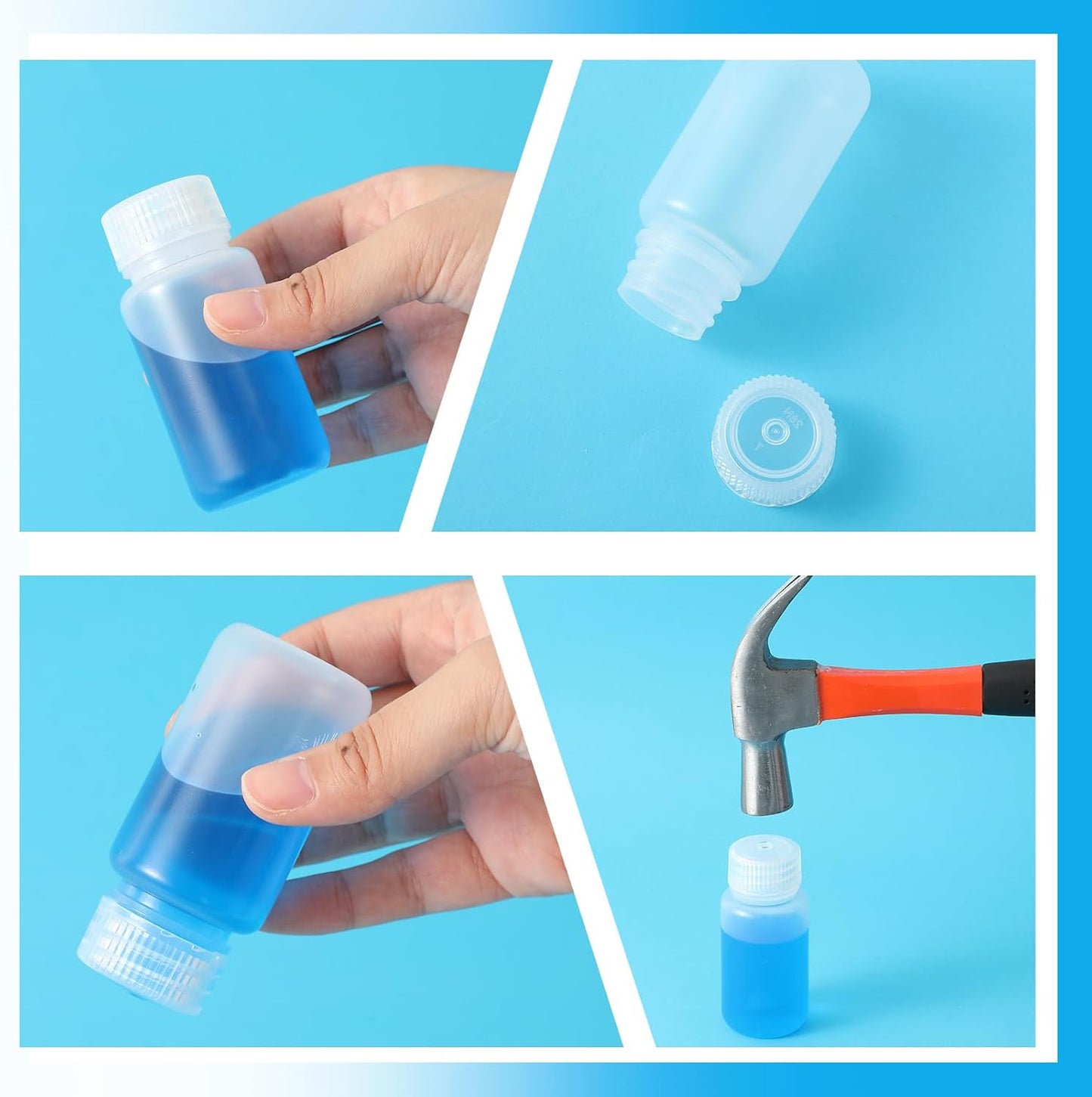6 Pcs 2 oz 60ml Polypropylene Reagent Bottle Plastic Sample Bottles with Screw Caps Transparent PP Sample Containers with Lid for Liquids, Laboratory, Storage at Home (Clear)