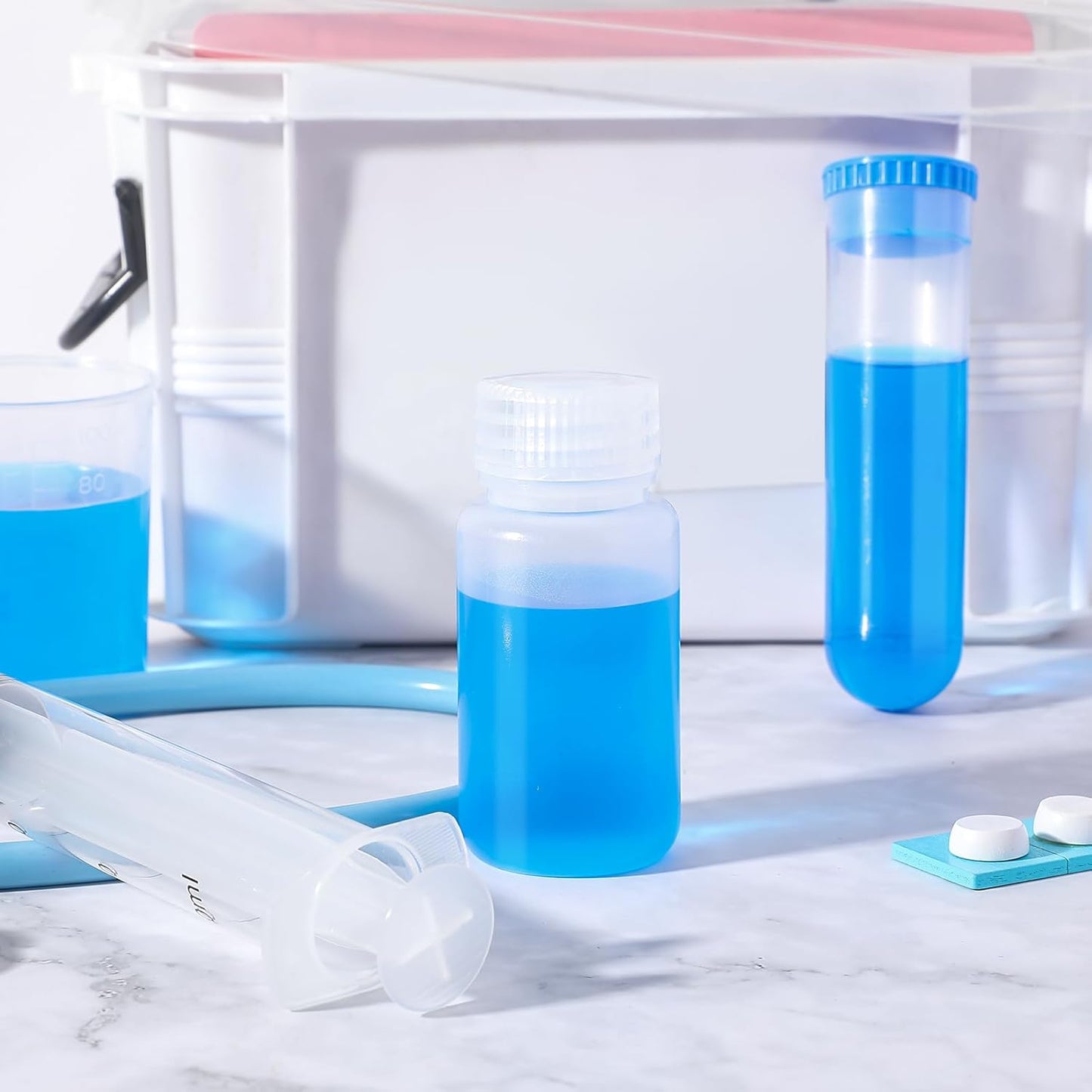 6 Pcs 2 oz 60ml Polypropylene Reagent Bottle Plastic Sample Bottles with Screw Caps Transparent PP Sample Containers with Lid for Liquids, Laboratory, Storage at Home (Clear)