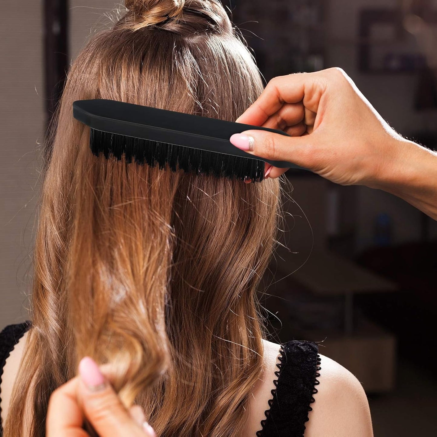 3 Pieces Hair Styling Comb Set for Women's Back Combing - Teasing/Fluffy Brush, Rat Tail Comb, and Triple Combing Comb (Black)