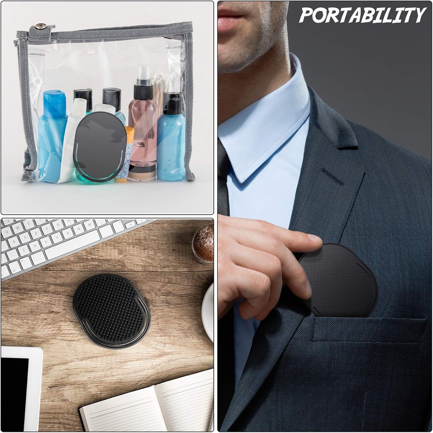 6 Pieces Pocket Palm Combs Pocket Brush, Shampoo Brushes, Scalp Massager Hair Brush Comb for Men Travel