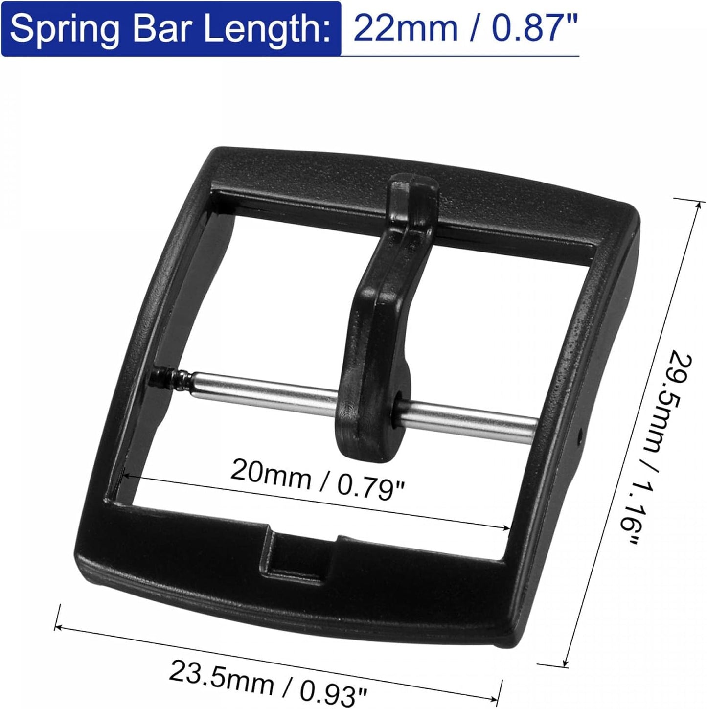 Watch Strap Clasp Replacement Plastic Buckle for 20mm Width Watch Bands Black 2 Pcs