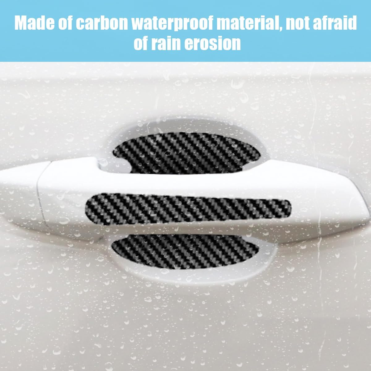8PCS Car Door Handle Scratch Protectors, Carbon Fiber Car Door Handle Bowl Sticker, Universal Auto Doors Handles Paint Guard Cover, Doors Handles Cup Protective Film for Cars (Black)