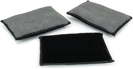 3PCS 5"×3" Car Interior Scrubbing Sponges, Microfiber Car Wash Sponges, Auto Detailing Scrub Pads, Interior Cleaning Sponges for Car Leather, Plastic, Vinyl, Upholstery (Gray Black)