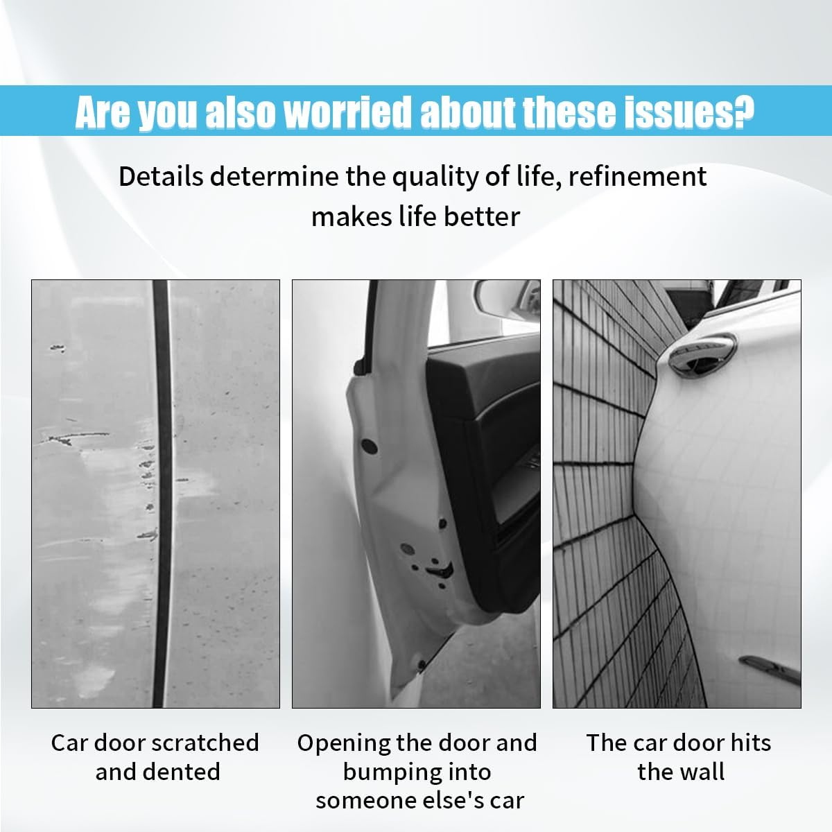 4PCS Car Door Edge Guards, Auto Side Door Protector Car Door Self Adhesive Anti-Collision Trim Strip, Universal Car Body Anti-Scratch Bumper Guard for Car SUV Truck (Black)