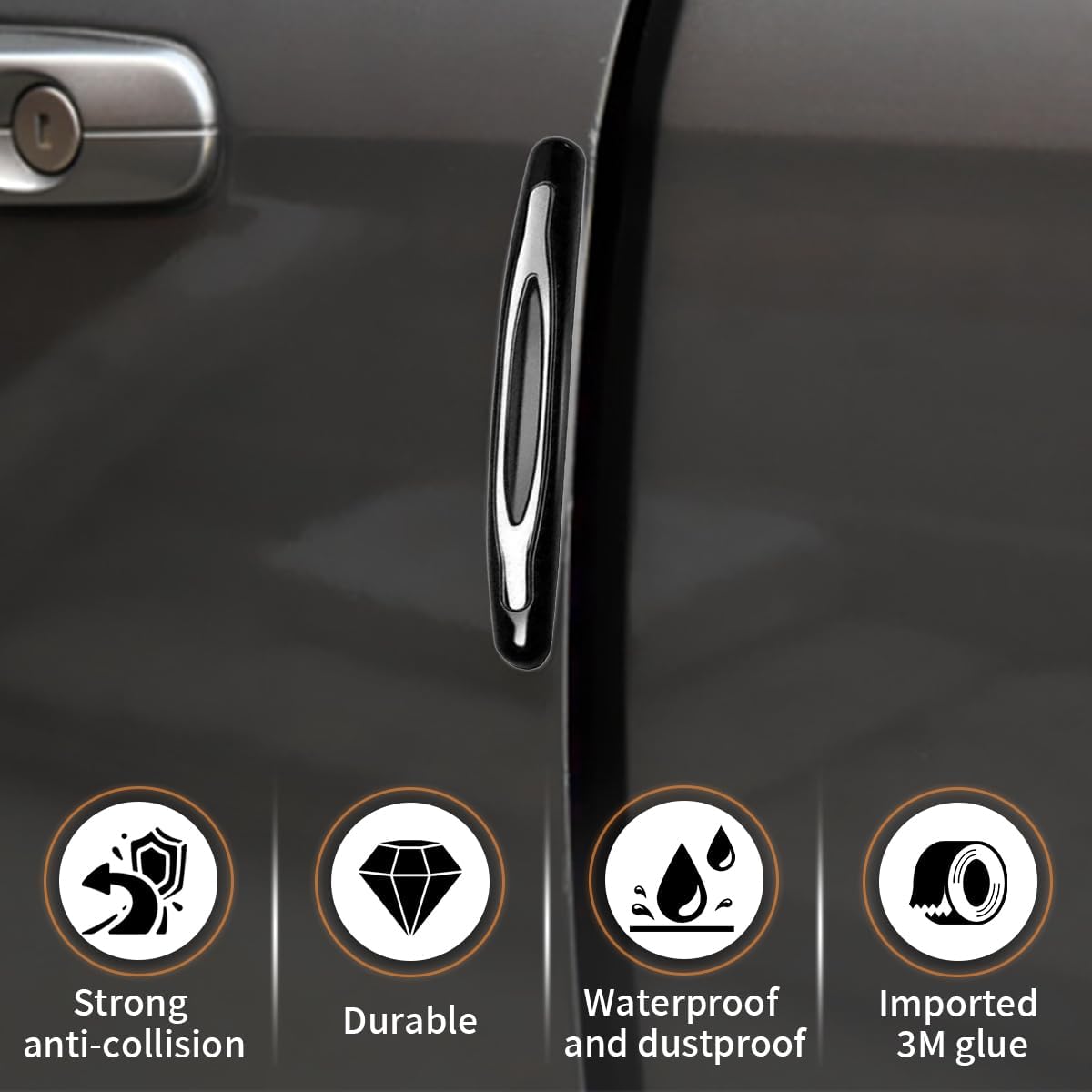 4PCS Car Door Edge Guards, Auto Side Door Protector Car Door Self Adhesive Anti-Collision Trim Strip, Universal Car Body Anti-Scratch Bumper Guard for Car SUV Truck (Black)