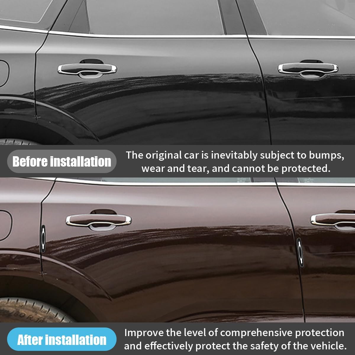 4PCS Car Door Edge Guards, Auto Side Door Protector Car Door Self Adhesive Anti-Collision Trim Strip, Universal Car Body Anti-Scratch Bumper Guard for Car SUV Truck (Black)